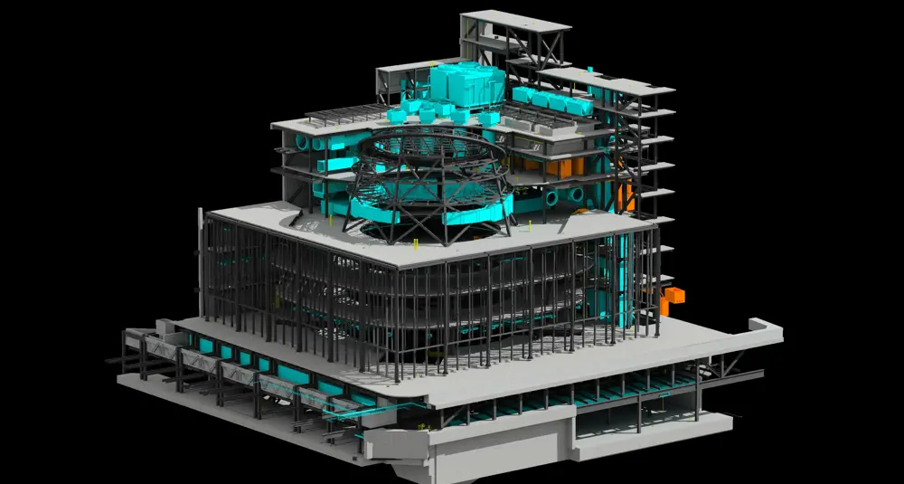 A 3 dimensional computer-generated model of the Fulton Center.