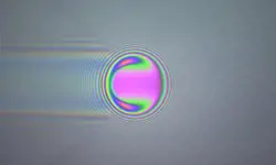 Coloured optical interference fringes around a ball.