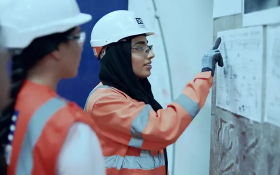 Female civil engineer designs underground tunnels