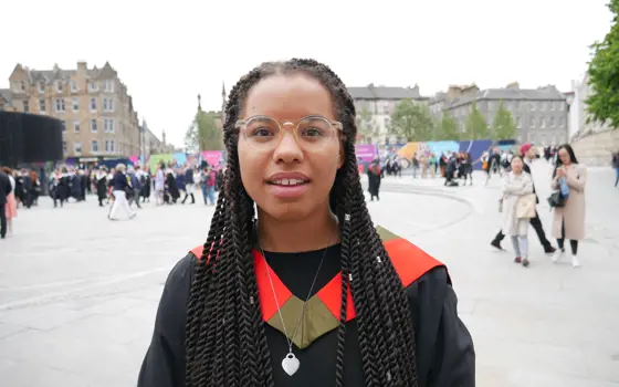A headshot of Olivia Sweeney at the University of Edinburgh during graduation.