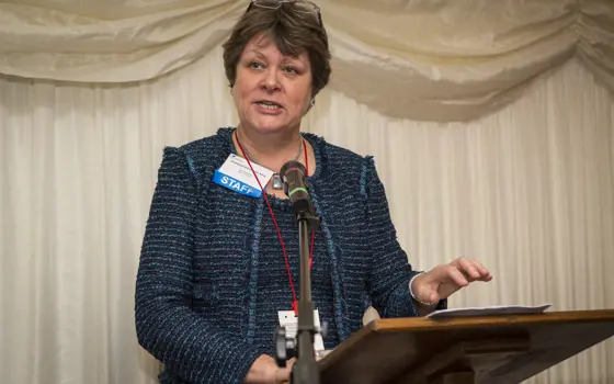 Julia King, Baroness Brown of Cambridge DBE FREng speaking at Aston University. 