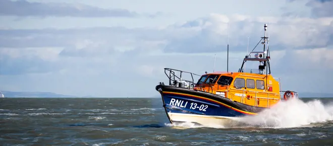 The Shannon lifeboat out at sea.