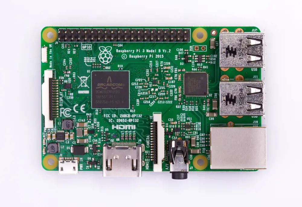 The Raspberry Pi bare circuit board.