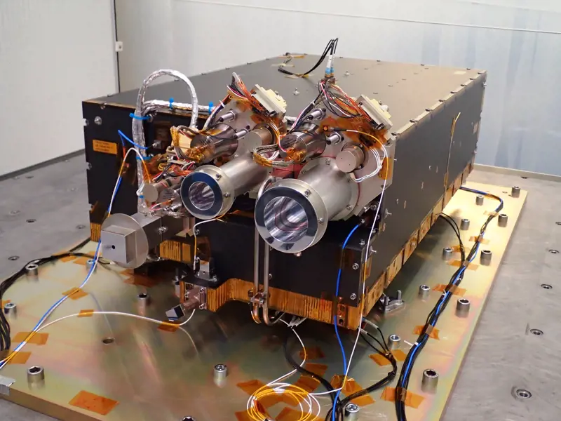 The optical bench assembly during vibration testing of the Solar Orbiter's Extreme Ultraviolet Imager at the Centre Spatial de Liege. 