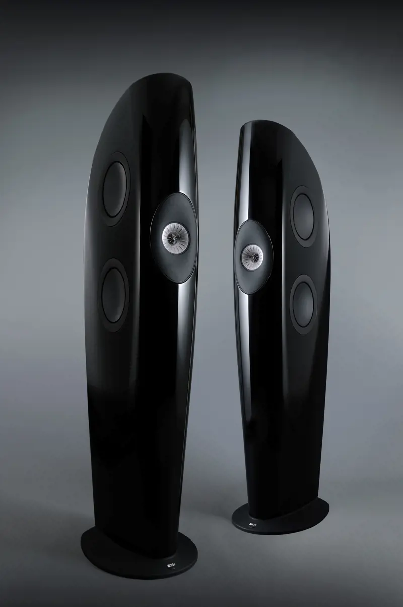 A pair of KEF blade loudspeakers.