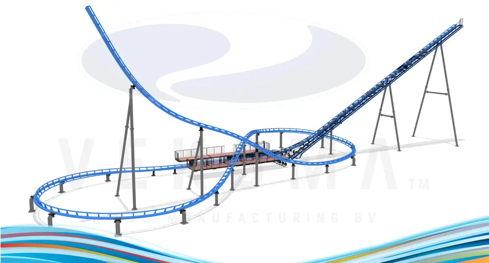 Computer generated design of the Family Boomerang-Rebound roller-coaster. 