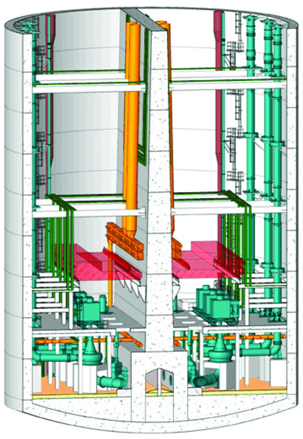 A diagram of the inside of a pump at the Thames Tideway pumping station.