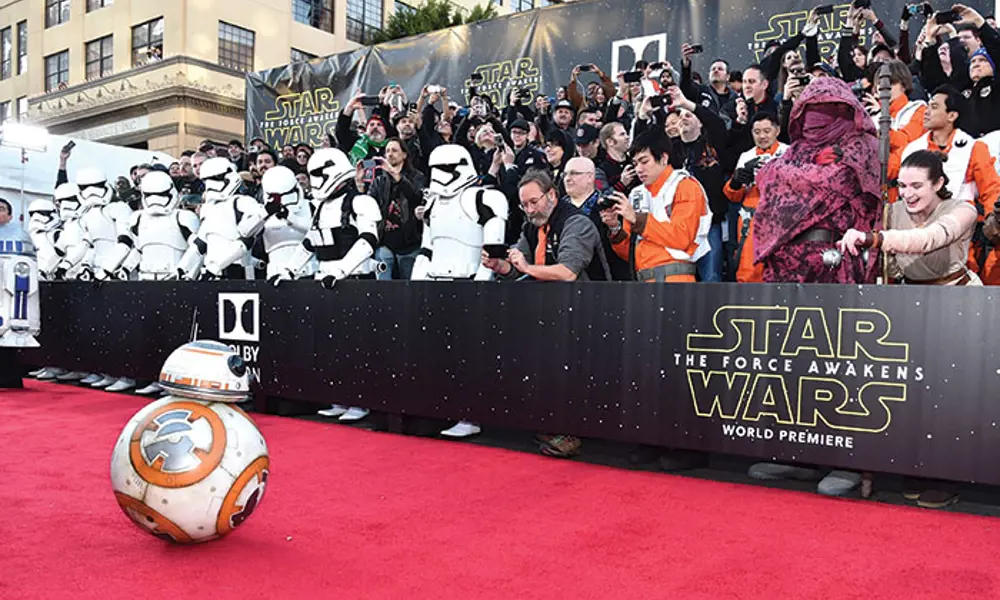 BB-8 on the red carpet for Star Wars the Force Awakens movie premiere.