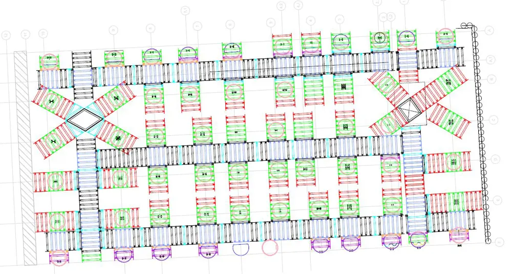 A drawn out diagram of the tunnels beneath the concrete raft. 