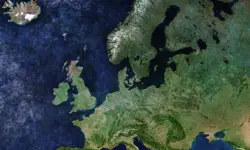 An earth observation image of Europe.