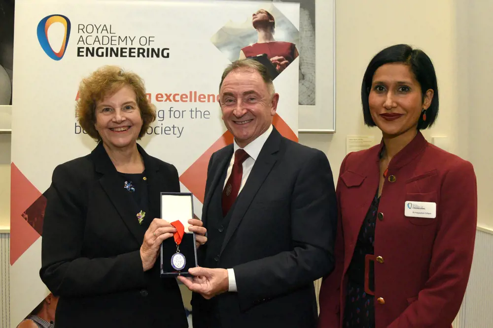 Sir Jim with Dr Hayaatun Sillem CBE and Dame Ann Dowling OM DBE FREng.