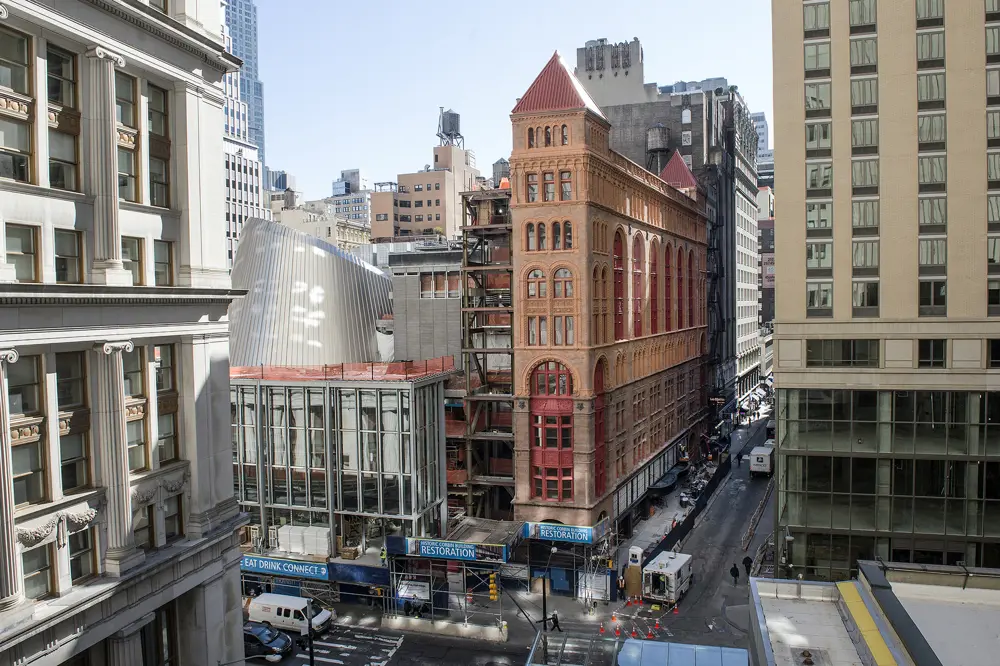 The west elevation of the Fulton center.