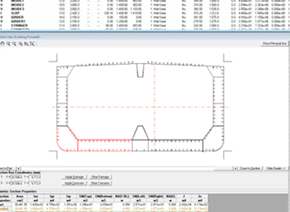 A screenshot of 2D section modelling tools being used.